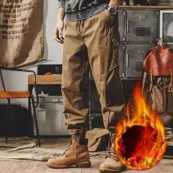 Модные повседневные брюки для мужчин, винтажная тактическая спортивная одежда, износостойкие спортивные брюки, свободные брюки-карго M чёрный
