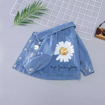 Модные повседневные джинсовые куртки для мальчиков и девочек маленького и среднего размера One Size синий