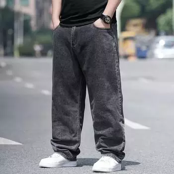 Модные повседневные джинсы мужские прямые свободные широкие брюки 28