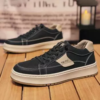 Модные повседневные кожаные кроссовки для тенниса, мужские вулканизированные туфли 2024 года, нескользящие кроссовки для бега, роскошные брендовые кроссовки с толстой подошвой для вождения 39 чёрный