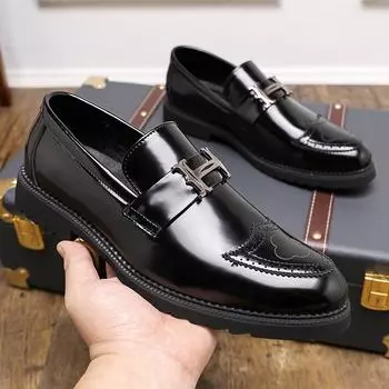 Модные повседневные кожаные мокасины мужские удобные мужские туфли мужские кожаные рабочие деловые туфли-лоферы мужские 38 чёрный