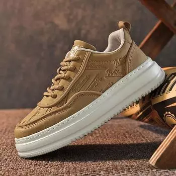 Модные повседневные кожаные мужские кроссовки FashionBritish Style, универсальные удобные вулканизированные туфли для активного отдыха, роскошные повседневные туфли для скейтбординга с толстой подошвой 39