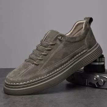Модные повседневные кожаные мужские вулканизированные туфли, дышащие уличные кроссовки, модные теннисные туфли для вождения, ходьбы, для мужчин, обувь для скейтборда 37 песочный