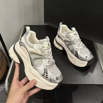 Модные повседневные кроссовки для бега, дышащие, женские, с увеличенным ростом, 2024, новые модные простые, простые, подходящие по цвету, женские туфли, осеннее время 33