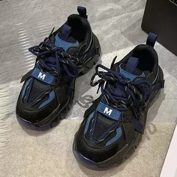 Модные повседневные кроссовки из сетчатого холста, дышащие, удобные, спортивные кроссовки на платформе для женщин, новинка 2024 года 35 синий