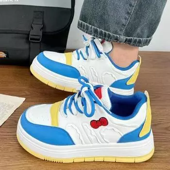 Модные повседневные кроссовки Kawaii для женщин, весна-осень, новые дизайнерские спортивные кроссовки для досок, женские туфли на платформе с цветовым сочетанием 35 синий