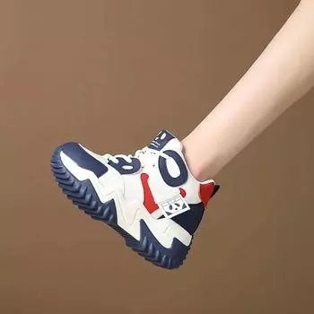 Модные повседневные кроссовки на платформе для женщин, кроссовки на толстой подошве, женские повседневные туфли на шнуровке, женские туфли Chaussure Femme 35