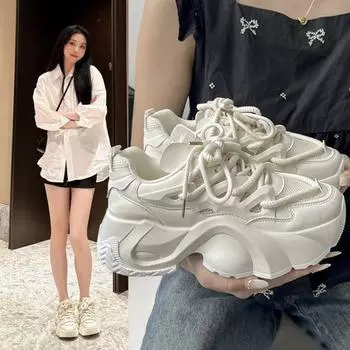 Модные повседневные кроссовки на платформе для женщин, осенние новые дизайнерские туфли, женские кроссовки Color Match для женщин Zapatillas Mujer 35 бежевый