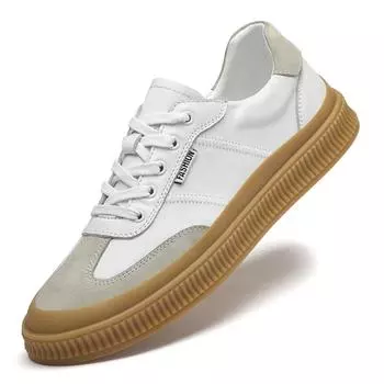 Модные повседневные кроссовки WAERTA, мужские замшевые туфли на шнуровке, туфли на плоской подошве из натуральной кожи с круглым носком, удобные дышащие кроссовки ручной работы 38 белый