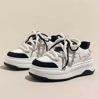 модные повседневные кроссовки женские из натуральной кожи с дышащей сеткой легкие на шнуровке разноцветные платформы женская обувь ручной работы 35 чёрный