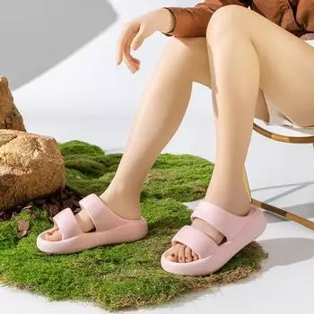 Модные повседневные легкие женские тапочки на толстой подошве 36 розовый