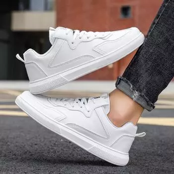 Модные повседневные маленькие белые туфли 2025 года, весна и лето, новые низкие студенческие туфли на шнуровке, размер 46, модная мужская обувь большого размера 39