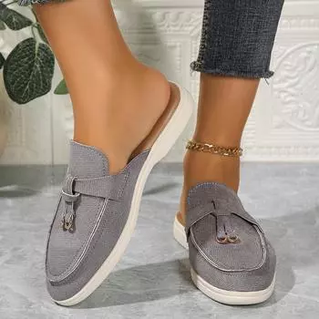 модные повседневные мюли на плоской подошве с кисточками, лоферы, модные женские туфли, фирменные тапочки с металлической пряжкой, удобные женские тапочки 36 коричневый