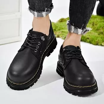 Модные повседневные мужские кожаные туфли на толстой подошве Модный уличный стиль Для отдыха на свежем воздухе Для вечеринок Повседневные офисные модные мужские качественные туфли 38 коричневый