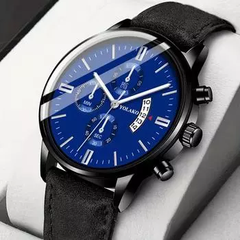 Модные повседневные мужские кварцевые часы аналоговые наручные часы из искусственной кожи с