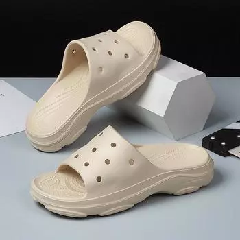 Модные повседневные мужские тапочки, летние новые классические сандалии, парная одежда, тапочки на платформе, пляжная обувь 36 чёрный