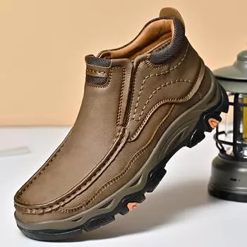 Модные повседневные мужские туфли без застежек Новые мужские ботинки из натуральной кожи Классические новые мужские мотоциклетные ботинки Универсальные мужские низкие кроссовки 40 чёрный