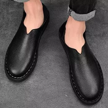 Модные повседневные мужские туфли из мягкой натуральной кожи, мужские туфли без застежек, удобные мужские туфли для вождения, классические мужские полуботинки-лоферы для мужчин 38 коричневый