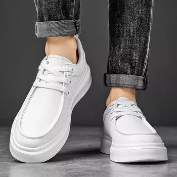 Модные повседневные мужские туфли Классические черно-белые универсальные кроссовки для повседневного использования в офисе, на работе, на отдыхе, в бизнесе, удобные и модные 39 белый