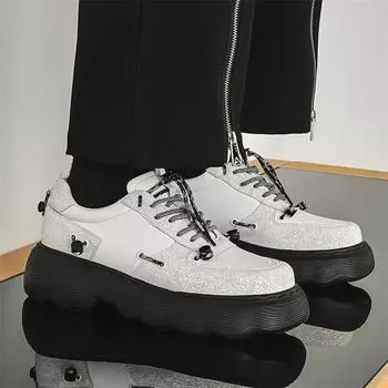 Модные повседневные мужские туфли на толстой подошве НОВЫЕ модные и универсальные стили для прогулок по улице белые красивые молодежные повседневные туфли Популярные 38 белый