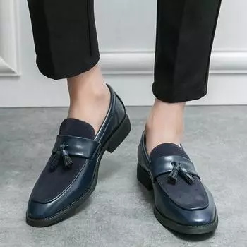 Модные повседневные мужские туфли ручной работы из натуральной кожи, повседневные кожаные туфли, горячая распродажа, мокасины с кисточками, удобные мокасины, универсальные туфли для вождения 38 чёрный