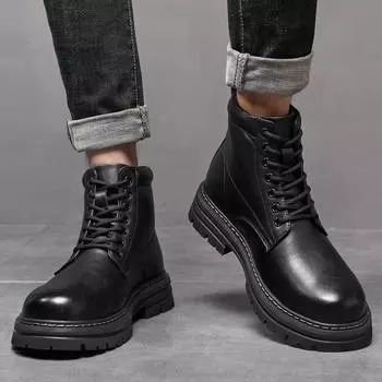 Модные повседневные мужские высокие кожаные туфли Модные минималистичные дизайнерские туфли для офиса, вечеринки на открытом воздухе, мотоциклетные туфли для взрослых 38 коричневый