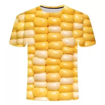 Модные повседневные негабаритные забавные футболки с рисунком кукурузы для мужчин, летние трендовые футболки с круглым вырезом и принтом в стиле Харадзюку, топ XXS