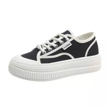 Модные повседневные новые дизайнерские парусиновые туфли для женщин весна-осень белые женские вулканизированные туфли однотонные кроссовки женские 35 чёрный