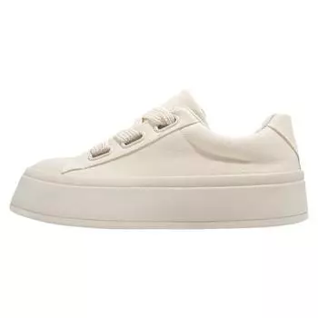 Модные повседневные новые дизайнерские женские туфли из вулканизированной кожи весна-осень парусиновые туфли женские однотонные кроссовки на платформе женские 35 бежевый