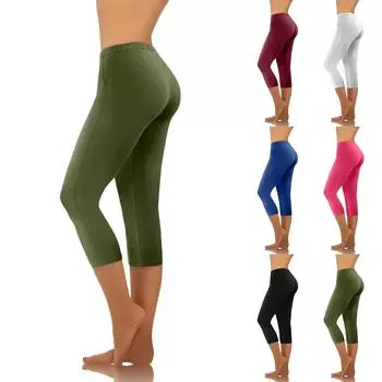 Модные повседневные однотонные брюки для йоги, леггинсы, капри XXL чёрный