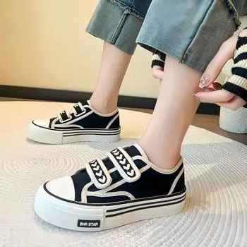 Модные повседневные парусиновые туфли для женщин весна осень новые дизайнерские женские туфли из вулканизированной кожи черные белые спортивные кроссовки женские 35 чёрный