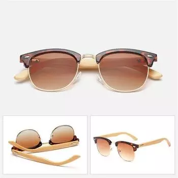 Модные повседневные ретро-деревянные бамбуковые солнцезащитные очки для мужчин и женщин, брендовые дизайнерские клубные золотые зеркальные очки culos De Sol, очки в форме полумесяца