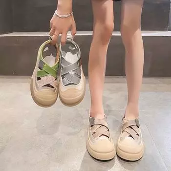 Модные повседневные сандалии для отдыха на открытом воздухе, спортивные женские сандалии, женская новая мода в стиле ретро, полые, дышащие, износостойкие римские туфли 35-40 35 серебряный