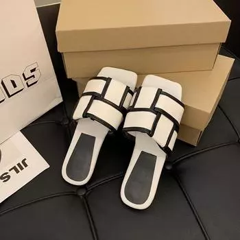 Модные повседневные сандалии для женщин Новые высококачественные льняные широкие вязаные тапочки на плоской подошве Современные тапочки 35 чёрный