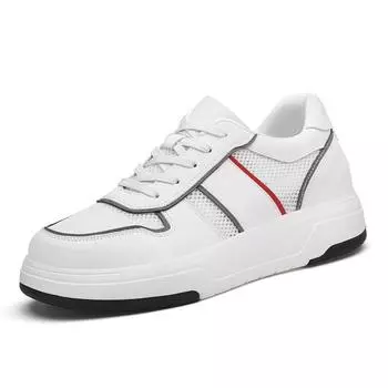 Модные повседневные сетчатые кроссовки летние из натуральной кожи+сетки, увеличивающие рост на 6 см, обувь с вырезами, мужская обувь, сетчатая дышащая обувь 38