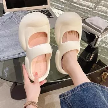 Модные повседневные тапочки Eva для женщин, летние мюли, модная дизайнерская обувь для девочек 2024 года, симпатичные шлепанцы на платформе, домашние сандалии без скольжения 35-36 розовый