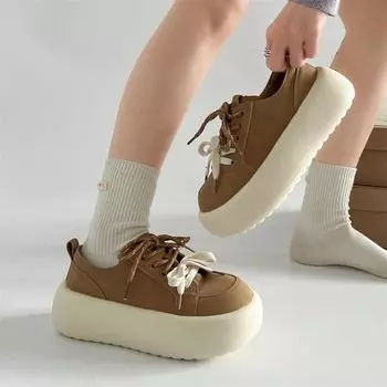Модные повседневные туфли цвета хаки на высокой платформе для студентов, маленькие белые туфли для женщин 2025 года, новые туфли-бомбочки с большой головой, обувь для досок 35 малиновый