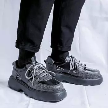 Модные повседневные туфли Дерби на толстой подошве, модный дизайнерский стиль, для отдыха на свежем воздухе, вечеринки, красивая молодежная обувь для повседневных улиц, универсальные 38 чёрный