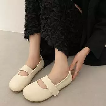 Модные повседневные туфли для женщин, ретро-туфли Мэри Джейн на плоской подошве, женская обувь на плоской подошве Zapatos De Mujer 2024 35 бежевый