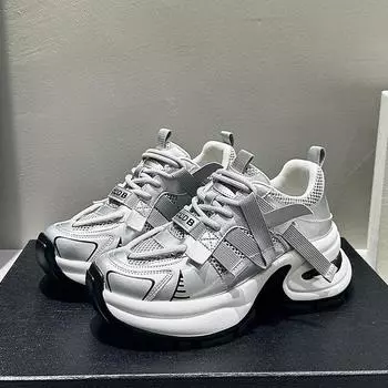 Модные повседневные туфли из натуральной кожи, массивные кроссовки из сетки, новые женские теннисные кроссовки для бега, женские спортивные кроссовки, обувь 35-40 35 серебряный