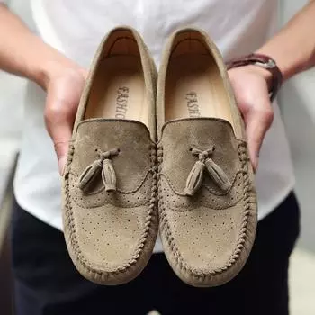 Модные повседневные туфли на плоской подошве с кисточками, мужские фирменные замшевые туфли-лоферы, классические удобные туфли для вождения, свадебные мужские туфли 38 чёрный