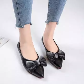 Модные повседневные туфли на плоской подошве с бантом, женские новые летние дышащие удобные туфли на мягкой подошве с острым носком, неглубокие женские туфли на плоской подошве 35 бежевый