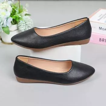 Модные повседневные туфли-одиночки 2024 года, новые удобные женские туфли с острым носком и плоским дном, нескользящие и износостойкие 35 белый