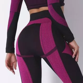 Модные повседневные удобные универсальные бесшовные сексуальные полосатые брюки для фитнеса с подтяжкой бедер, впитывающие пот спортивные брюки для фитнеса и йоги для женщин S