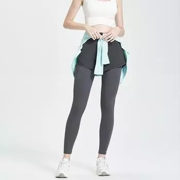 Модные повседневные удобные универсальные брюки для йоги с высокой талией, из двух частей, с антибликовым покрытием, из высокоэластичной сетки, для бега, упражнений, приподнимающих бедра S тёмно-синий