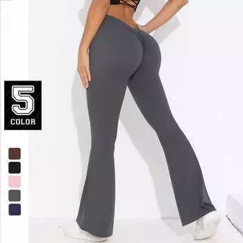 Модные повседневные удобные универсальные брюки-клеш с V-образным вырезом и персиковым приподнятым хип-хоп-йогой, спортивные широкие брюки с высокой талией, быстросохнущие брюки для йоги для женщин S