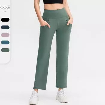 Модные повседневные удобные универсальные женские свободные штаны для йоги, двухсторонние, телесного цвета, приятные для кожи, с высокой талией, эластичные штаны для фитнеса и тренировок S синий