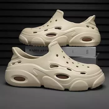 Модные повседневные универсальные туфли Eva Light Stepping On Shit Feeling для мужчин с толстой подошвой, увеличивающей объем головы, дышащие туфли с отверстиями 39