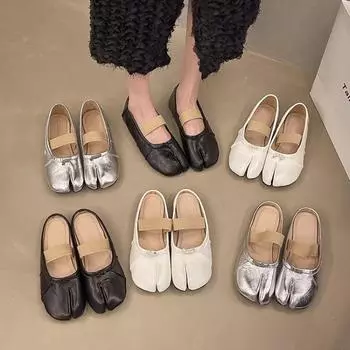 Модные повседневные весенне-осенние винтажные туфли на плоской подошве женские кожаные туфли с раздвоенным носком для женщин дизайнерские туфли в стиле Лолиты с мягкой подошвой для женщин 35
