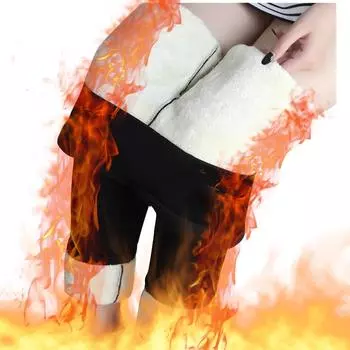 Модные повседневные женские длинные брюки с принтом и высокой талией, сохраняющие тепло L чёрный